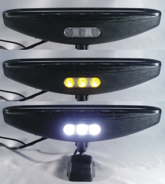 GENTEX自動防眩ルームミラー,ホームリンク,外気温,LEDムード照明,コンパス,スポット照明付きモデル三連LED画像
